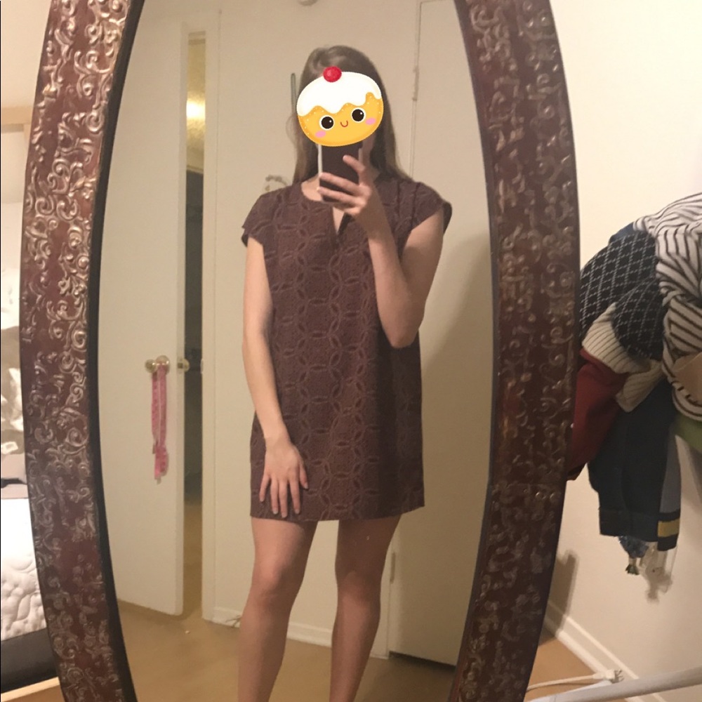 Patterned Burgundy Shift Dress